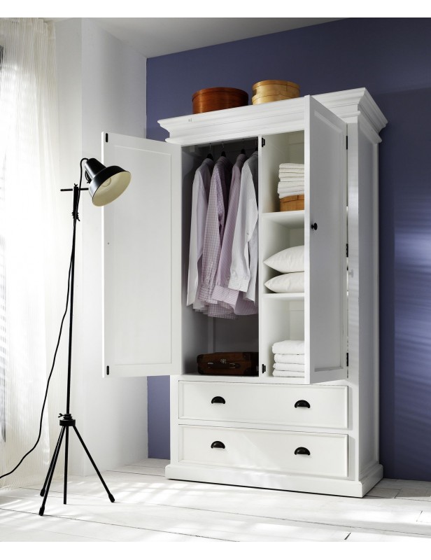Armoire penderie bois acajou blanc