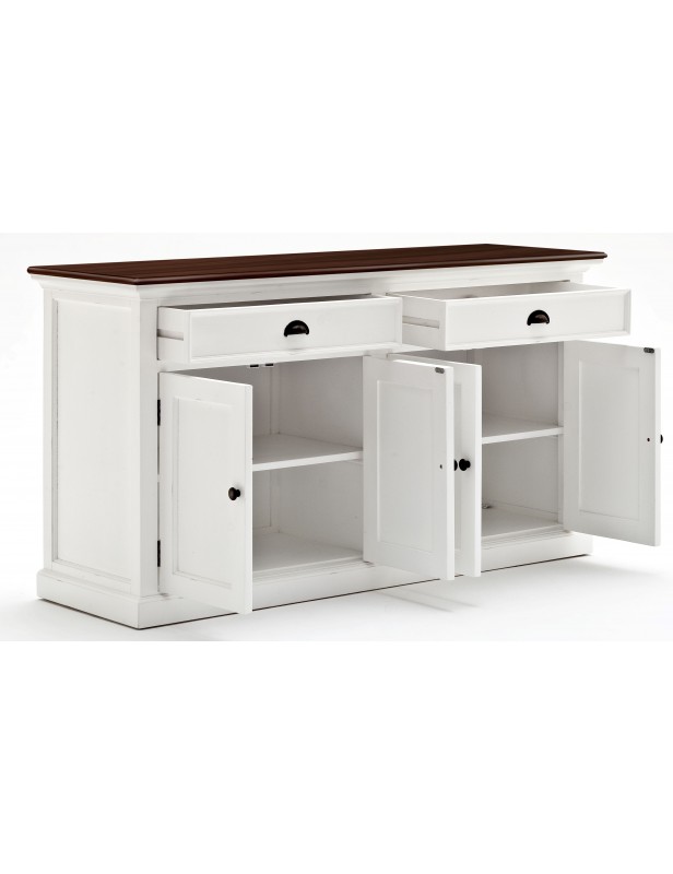 Buffet Blanc 2 Tiroirs 2 Portes Plande Travail Bois Bois Massif