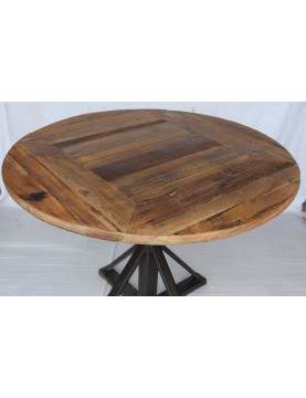 Table type guéridon industriel bois recyclé pied métal