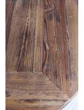 Table type guéridon industriel bois recyclé pied métal