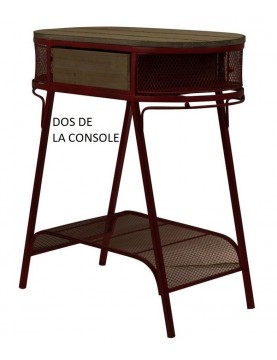 Console industrielle 2 tiroirs bois recyclé  tablette pieds métal