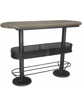 Table bar mange debout style industriel plateau bois recyclé pieds métal