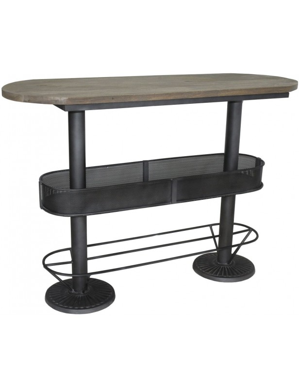 Table bar mange debout style industriel plateau bois recyclé