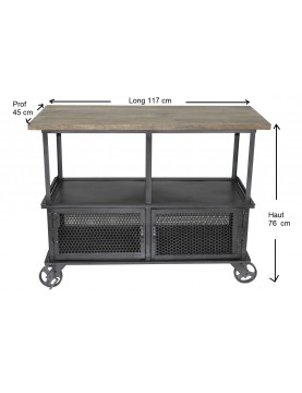 meuble tv industriel étagère placard métal plateau bois