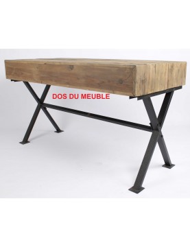 Bureau industriel 3 tiroirs bois recyclé pieds métal