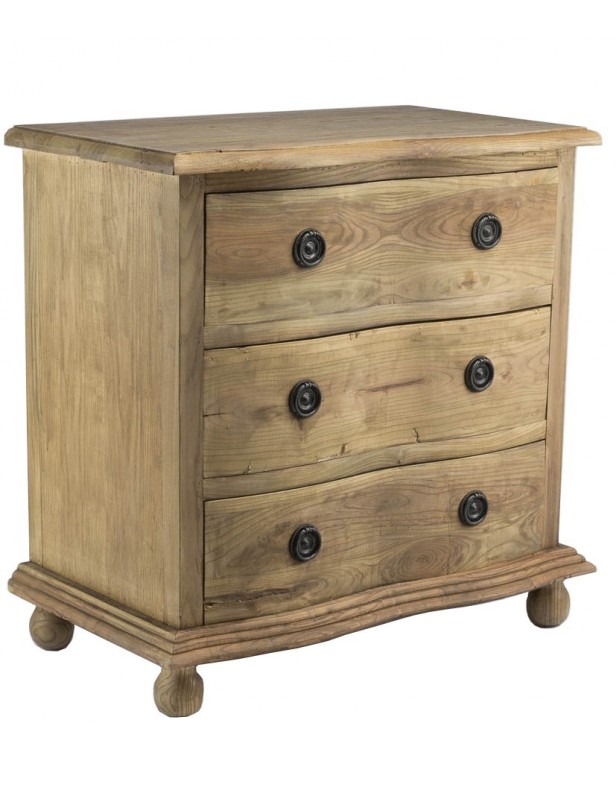 Meuble appoint ou commode 3 tiroirs en bois massif recyclé 62cm