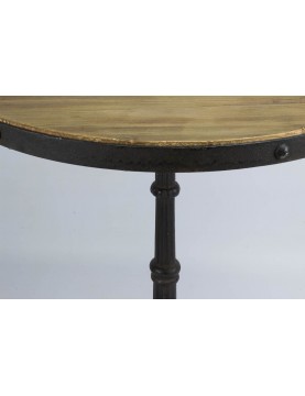 Table bar ronde bois recyclé pieds métal