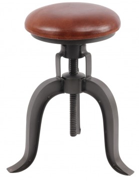 Tabouret  industriel assise cuir réglable