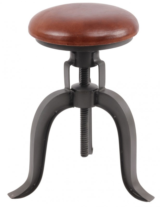 Tabouret industriel en cuir Staten