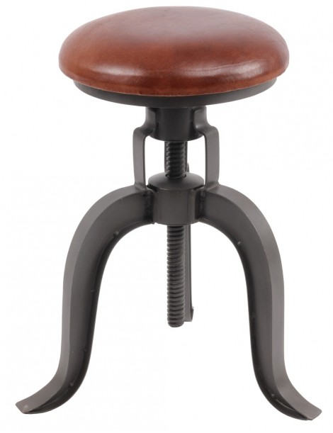 Tabouret  industriel assise cuir réglable