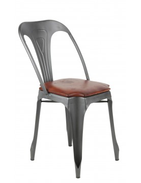 Chaise industrielle métal  cuir