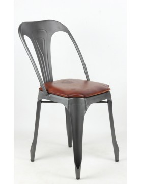 Chaise industrielle métal  cuir