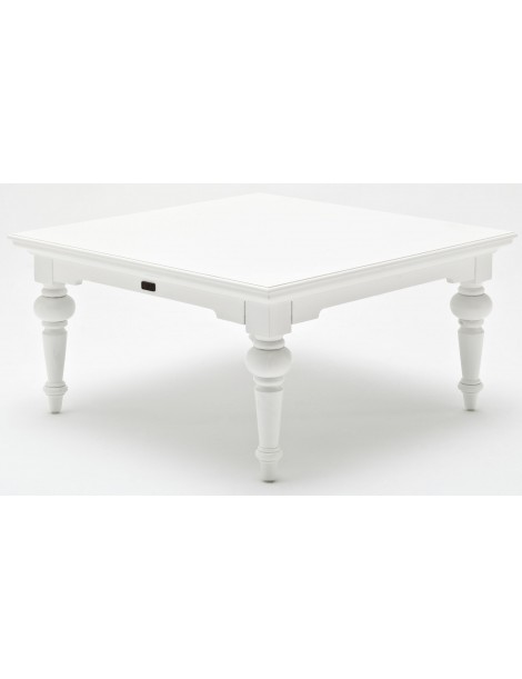 Ensemble table basse carrée bois blanc acajou massif