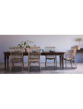 Ensemble promo table repas 260 cm teck massif  6 fauteuils