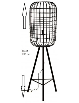 Lampe à poser lampadaire industriel hauteur 105 cm coloris noir