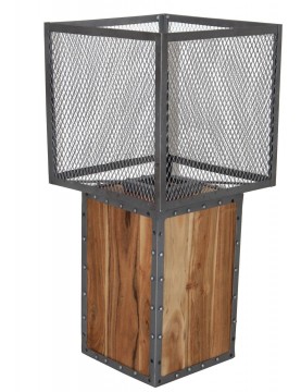 lampe à poser industriel bois métal haut 77 cm