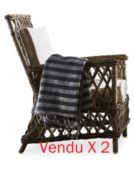 Fauteuils salon rotin naturel meuble de salon vendus x 2