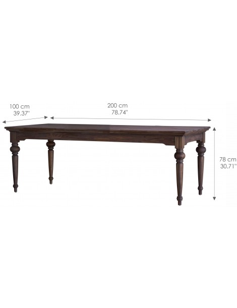 Table de salle à manger 200 cm teck massif