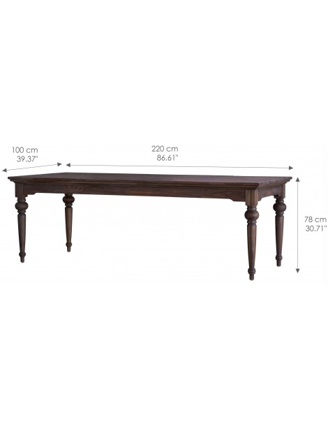 Table de salle à manger 220 cm teck massif