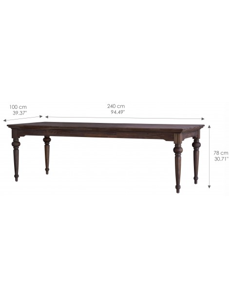 Table de salle à manger 220 cm teck massif