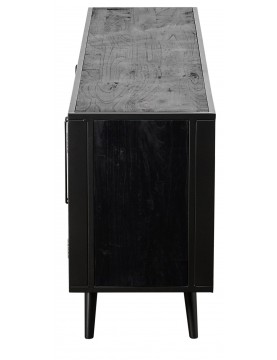 commode multimédia tv cannage naturel bois Mindi coloris noir