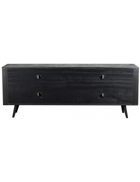 commode multimédia tv cannage naturel bois Mindi coloris noir