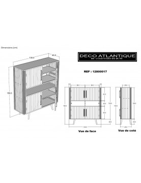 Buffet haut en cannage rotin 4 portes bois Mindi coloris noir