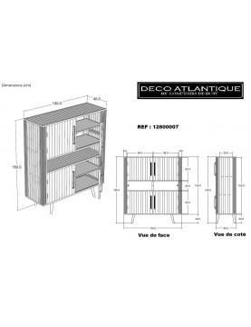 Buffet haut 4 portes bois recyclé origine bateaux