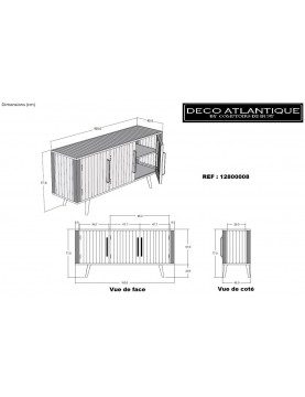 commode multimédia 3 portesl larg 160 bois recyclé bateaux