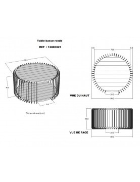 table basse ronde  industrielle diamètre 80 hauteur 40  cm