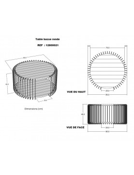 table basse ronde  industrielle diamètre 80 hauteur 40  cm