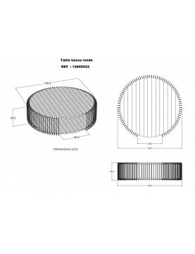 table basse ronde  industrielle diamètre 130 hauteur 35  cm