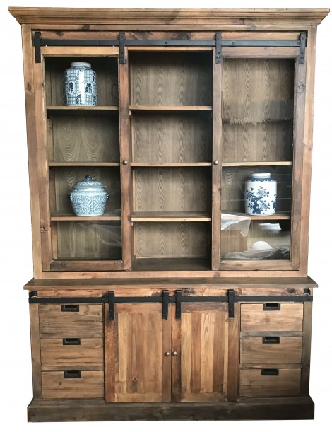 buffet haut cabinet industriel portes  tablettes bois recyclé