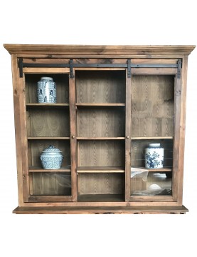 buffet haut cabinet industriel portes  tablettes bois recyclé