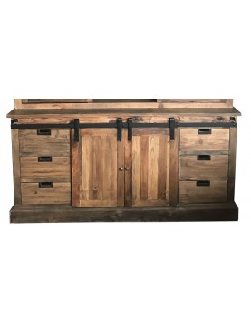 buffet haut cabinet industriel portes  tablettes bois recyclé