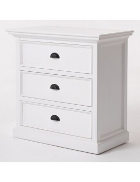 Chevet large  blanc 3 tiroirs acajou massif vendu X2