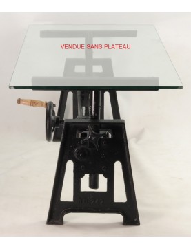 Table basse rectangulaire  plateau verre hauteur réglable
