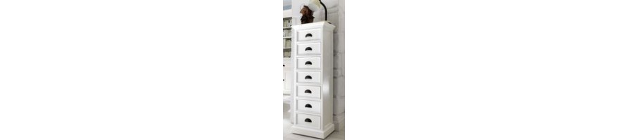 chiffonnier blanc meuble chambre salon nombreux tiroirs