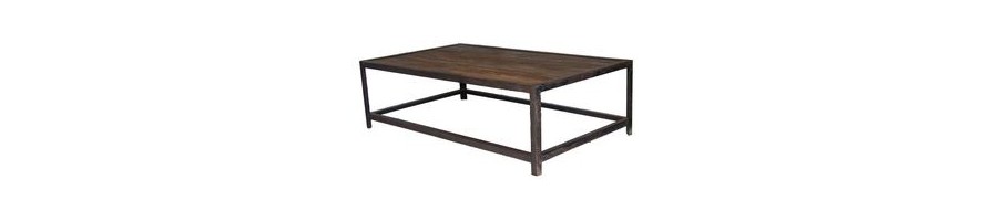 table basse industrielle table de salon plateau bois recyclé pieds métal